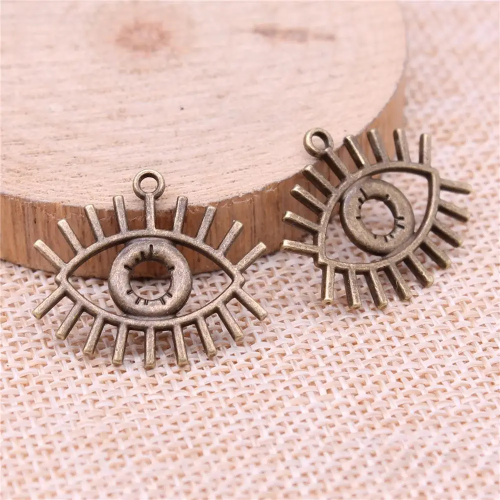 

Eye Charms For Jewelry Making Findings Handmade DIY Craft 10pcs Antique Bronze Color 26x22mm