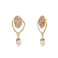 originality design geometry colour shell earrings natural shell pearl woman earring