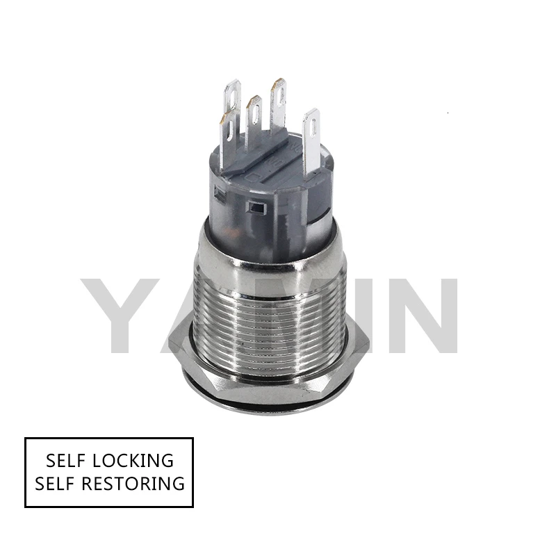 19mm Metal Push Button Switch Lamp Connector Latching Lock / Reset Momentary Power Supply Start-up Waterproof Connection | Строительство
