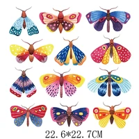 22 6x22 7cm set of colorful butterfly iron on patches for diy heat transfer clothes t shirt thermal stickers decoration printing
