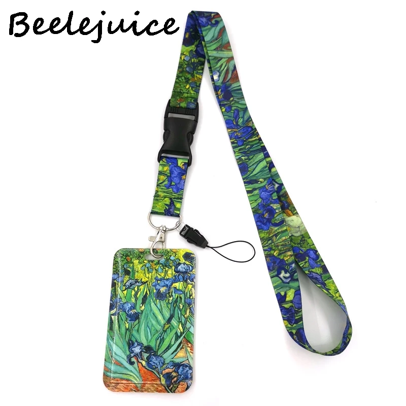 

Van gogh Irises Painting Art Lanyard Badge ID Mobile Phone Rope Key Lanyard Neck Straps Accessories webbings ribbons Decorations