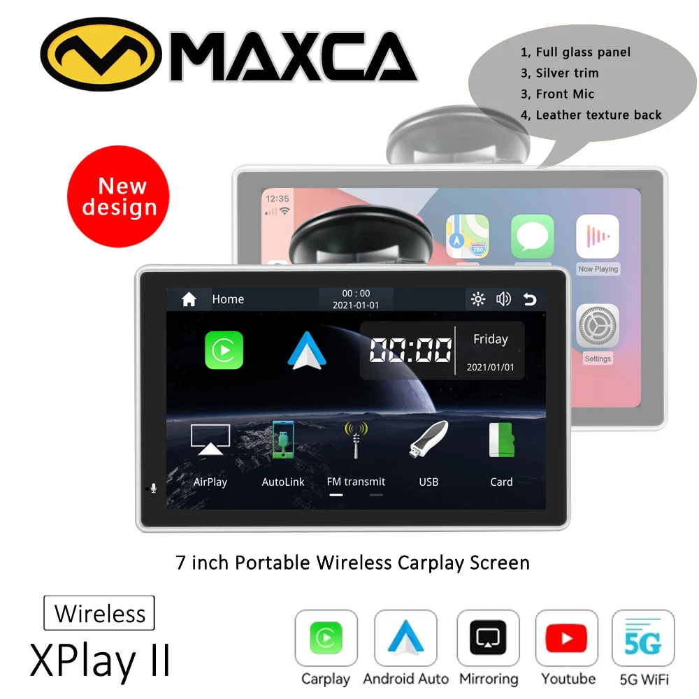 Новое поступление MAXCA XPlay II 7-дюймовый портативный беспроводной Android авто Apple Carplay