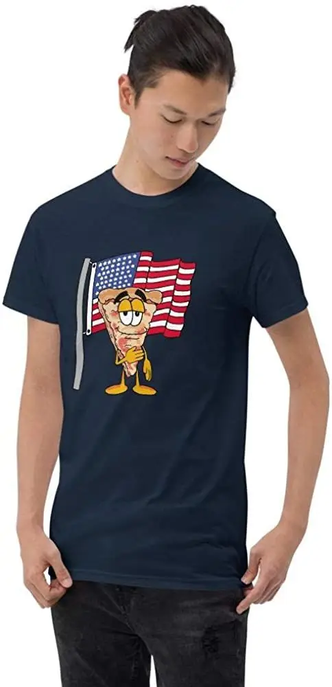 

Patriotic T-Shirt Adult Unisex Funny Pizza American Flag Tee Cool All Cotton Short Sleeve T Shirt