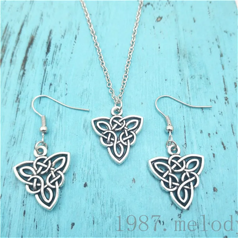 

Wicca Trinity New Earring Necklace Sets Jewelry Set Antique,Beauty Vintage Fashion Women Christmas Birthday Girl Gifts