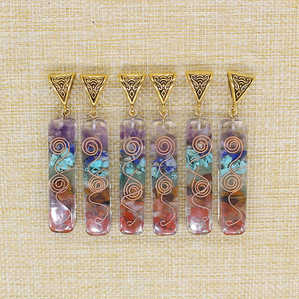 

Z Colorful Retro Shaving Stone Pendant Natural Chakra Organe Energy Pendant Decoration Amulet Reiki Healing Organe Crystal Penda