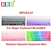 hrh 50pcs eu spanish rainbow silicone keyboard cover for apple magic wireless bluetooth keyboard mla22lla a16442015 released