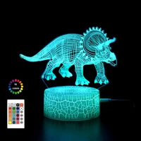 dinosaur series acrylic 3d led night light lamp 7 16 color touch lamp desk nightlight for home room decor light cool kids gift
