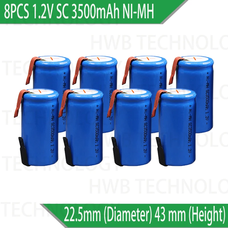 8 шт./лот высокое качество Sub C SC 1 2 V 3500mAh Ni-MH аккумуляторные батареи электрические