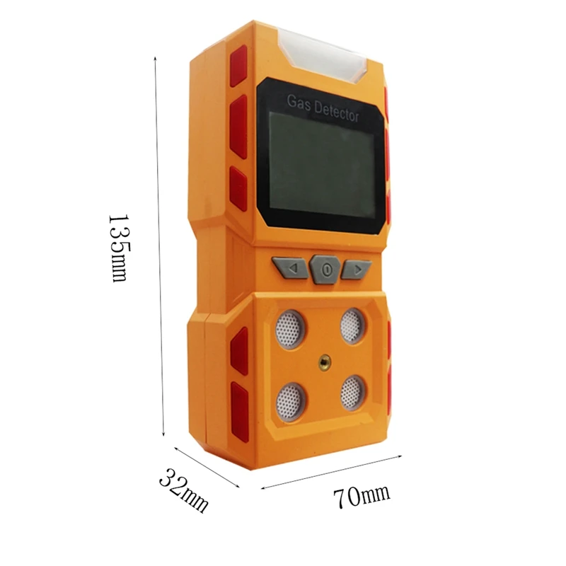 

Portable 4 Gas Detector, Sound Light Vibration Rechargeable LCD Screen