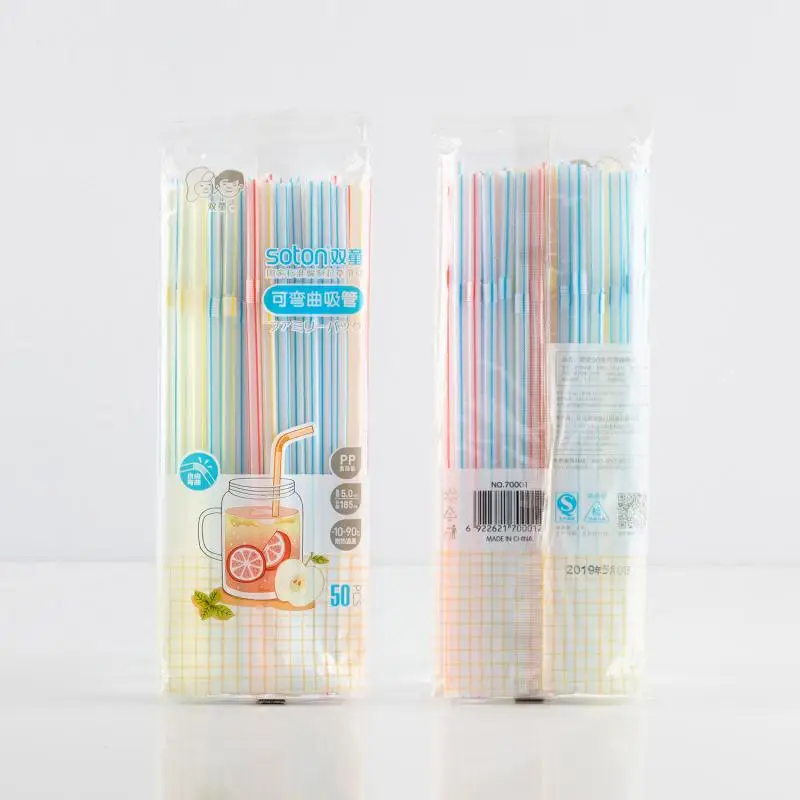 

50/100pc Plastic Drinking Straws Long Multi-Colored Flexible Striped Bedable Disposable Straws Party Multi Colored Rainbow Straw
