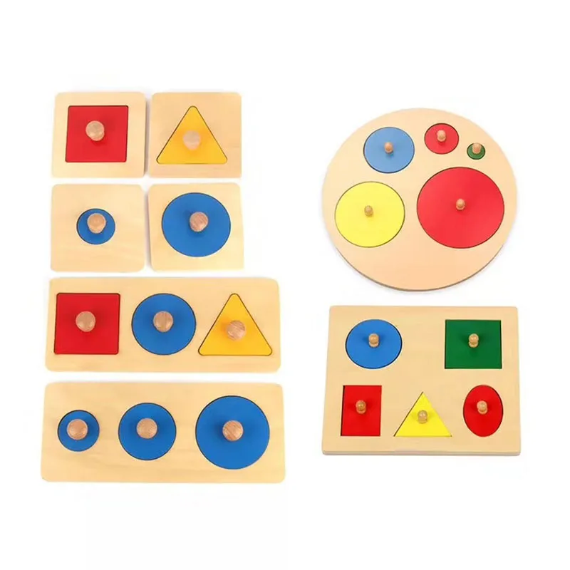 

Montessori Teaching Aids Color Geometry Hand Grasping Board Wooden Nail Shape Sorting Board Children's Family Educational Toys