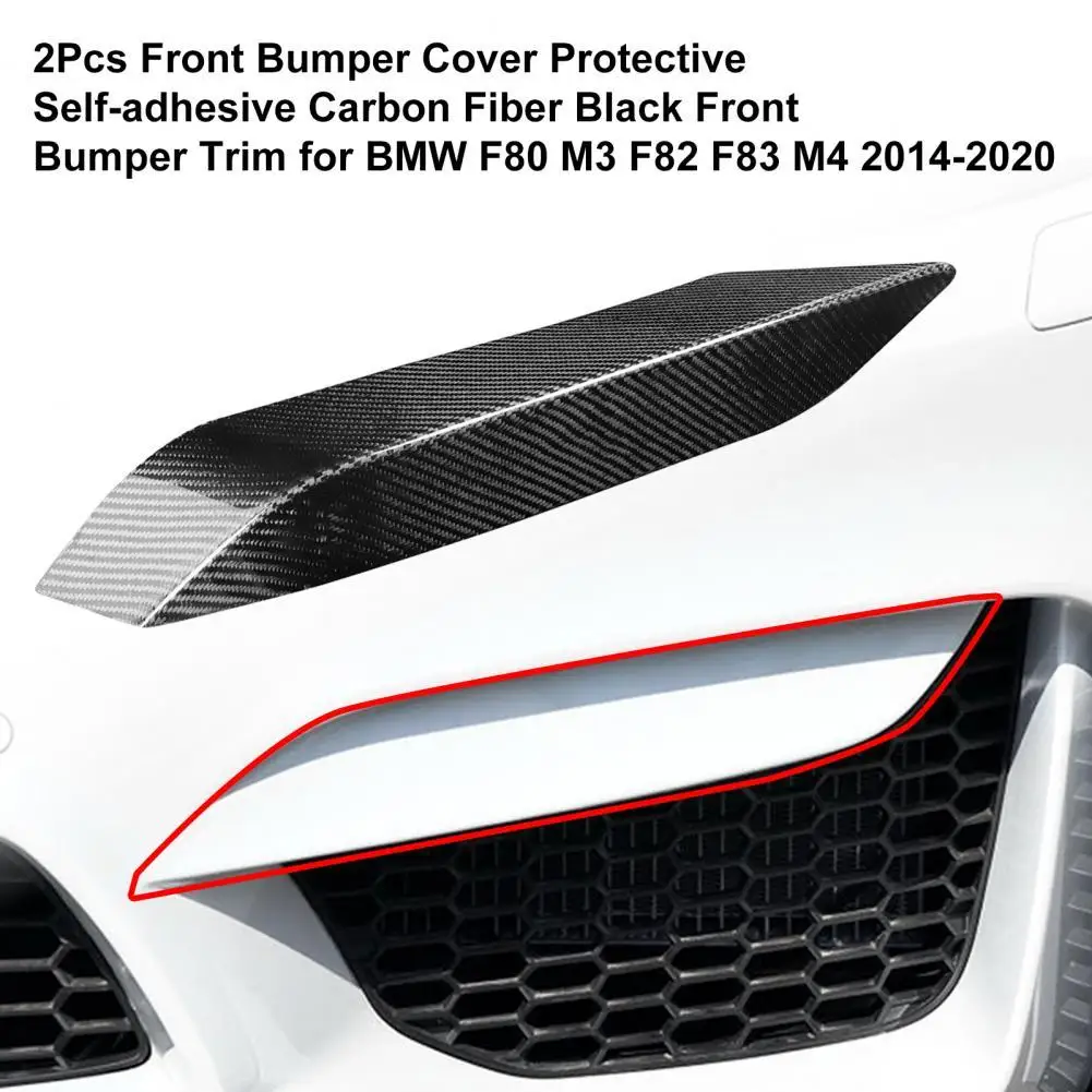 

80% хит продаж! Чехол для переднего бампера, защитная самоклеящаяся отделка для переднего бампера из углеродного волокна для BMW F80 M3 F82 F83, 2 шт.