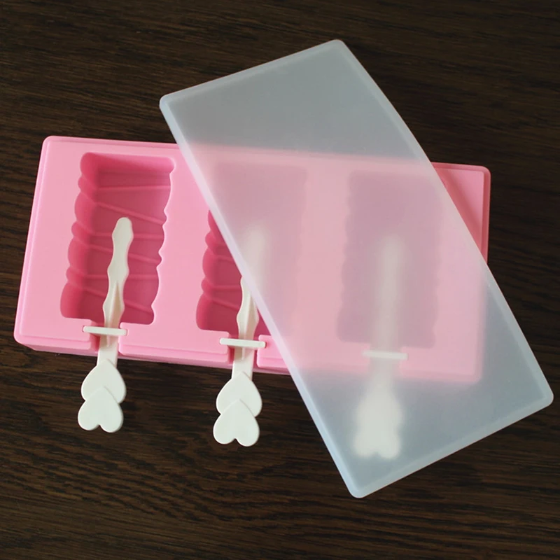 

Cartoon Pattern Mini Popsicle Mould Food Grade Silicone DIY Ice Cream Mold with Cover Kitchen Supplies For Summer