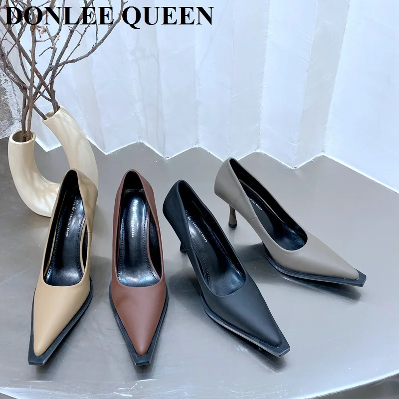 

Женские туфли-лодочки на высоком каблуке, с острым носком