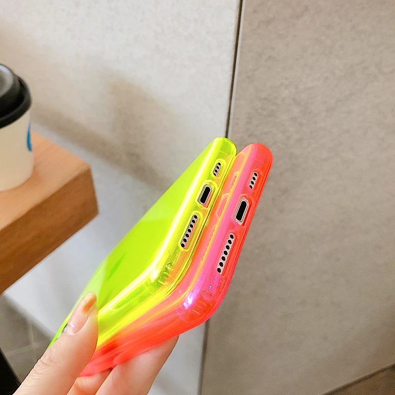 LOVECOM флуоресцентный зеленый однотонный чехол для телефона iPhone 11 Pro Max XR X XS 7 8 Plus