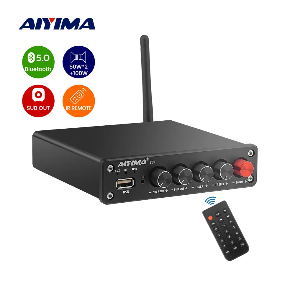 AIYIMA Bluetooth 5 0 сабвуфер усилители TPA3116 стерео цифровой усилитель звука 2 1 аудио USB