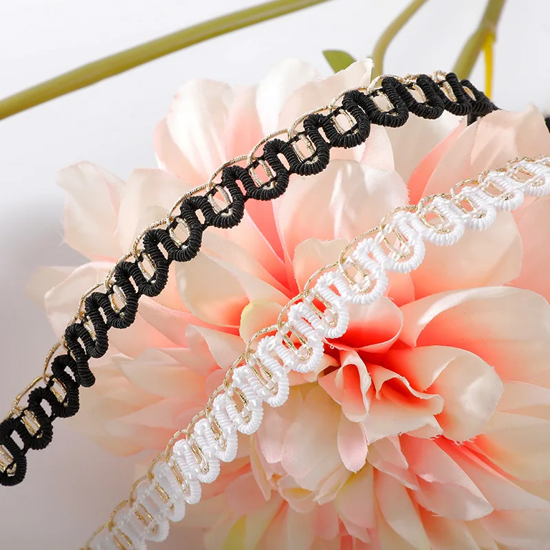 5 м/лот кружевная отделка ткань шитье кружево золотистая белая цельнокроеная