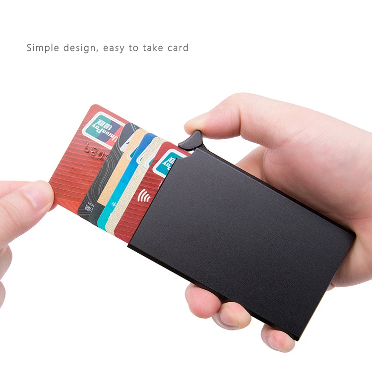 BYCOBECY RFID Противоугонный кредитный держатель для карт тонкий чехол для ID карты унисекс автоматически твердый металлический кошелёк для банковских карт бизнес мини