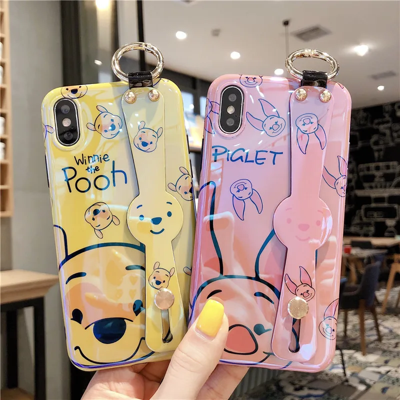 Для Iphone 6 7 8 S Plus X XR XS XSMAX милый мультфильм Винни Медведь поросенка чехол для телефона защитный силиконовый из ТПУ чехол на запястье