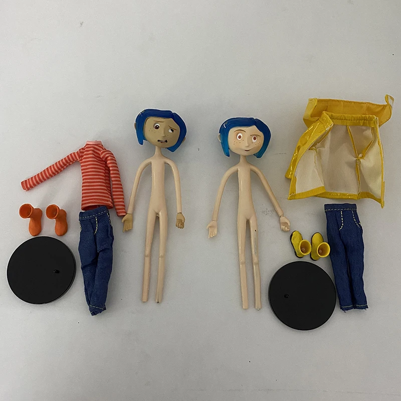

Coraline Doll NECA Articulated Figure In Striped Shirt Raincoat Sweater Toy LA Girl Present Gift for Christmas