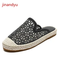 flax fisherman shoes women flats slippers big size 42 outdoor ladies sandals casuales crystal slides flat sandals woman slippers