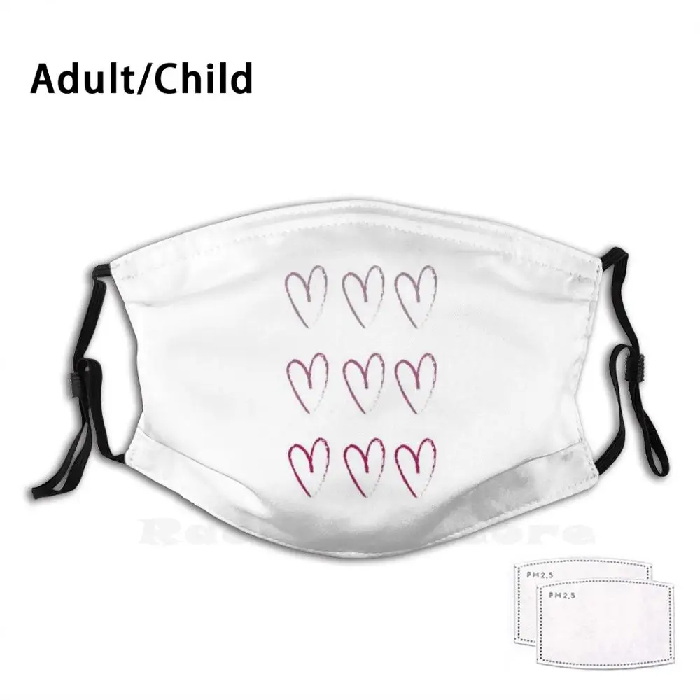 

Love Adult Kids Anti Dust Filter Diy Mask Heart Love Cute Lovely Pink Handmade Written Doodle