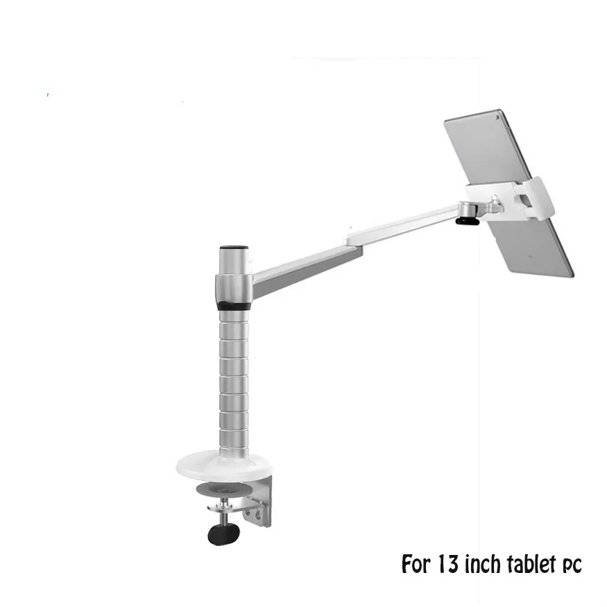 Prezzo NBGYS Aluminum Alloy Height Adjustable Double Arm 7-13'' Tablet PC Holder Desktop Clamping 360 Rotation Tablet PC Stand OA-2S