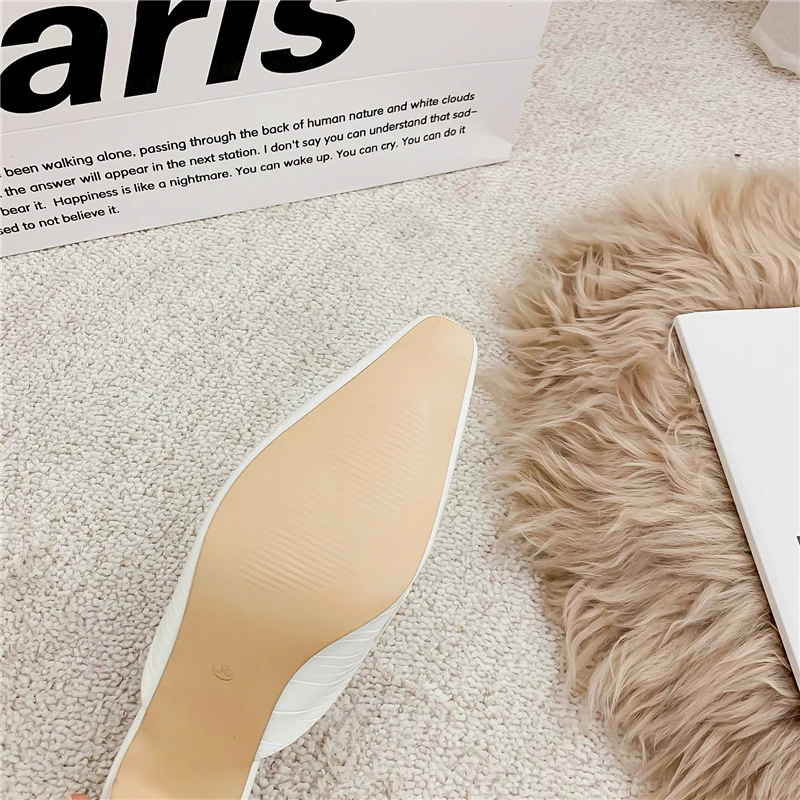 

Women's Slippers Mid-Heel Baotou Half Slippers Women's Outer Wear 2021 Summer New Thick Heel Soft Leather Sandals Women's Shoes