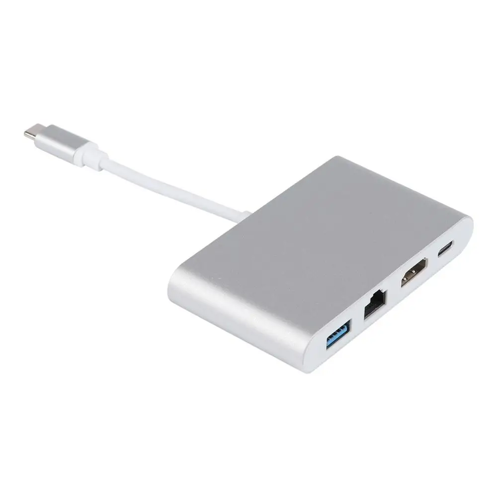 4 в 1 Тип USB C на HDMI 4K + Gigabit Ethernet (RJ45 Порты и разъёмы) 3 0 TypeC разъёмы с ножными