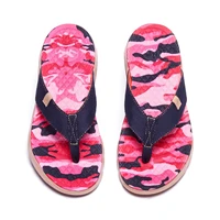 uin womens travel flip flops lightweight home slip ons walking casual art painted travel pink cherry