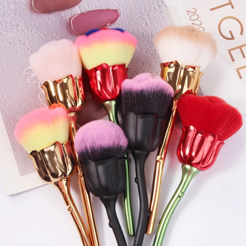 

Rose Flower Shape Blush Foundation Powder Makeup Brushes Women Cosmetics Nail Art Brush Soft Clean Dust Powder Tools