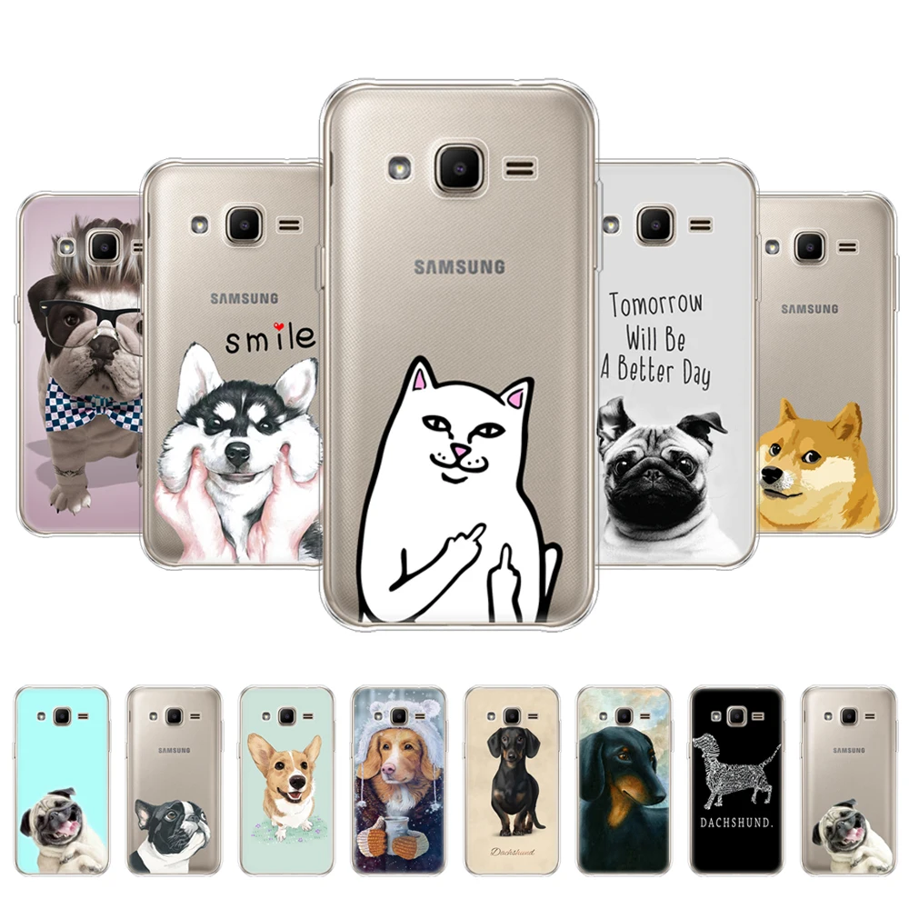 

For Samsung Galaxy J2 SM-J200F J200H Case 4.7 inch Back Phone Cover for samsung J2 2015 Bumper Cute cat Dog husky akita bulldog