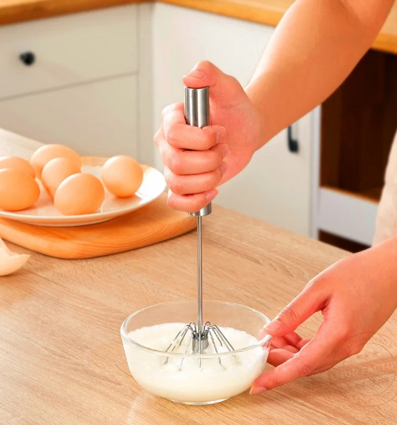 

Stainless Steel Hand Pressure Rotating Semi-Automatic Mixer Coffee Milk Mixing Eggbeater Handheld Mixer Kitchen Cooking Tools