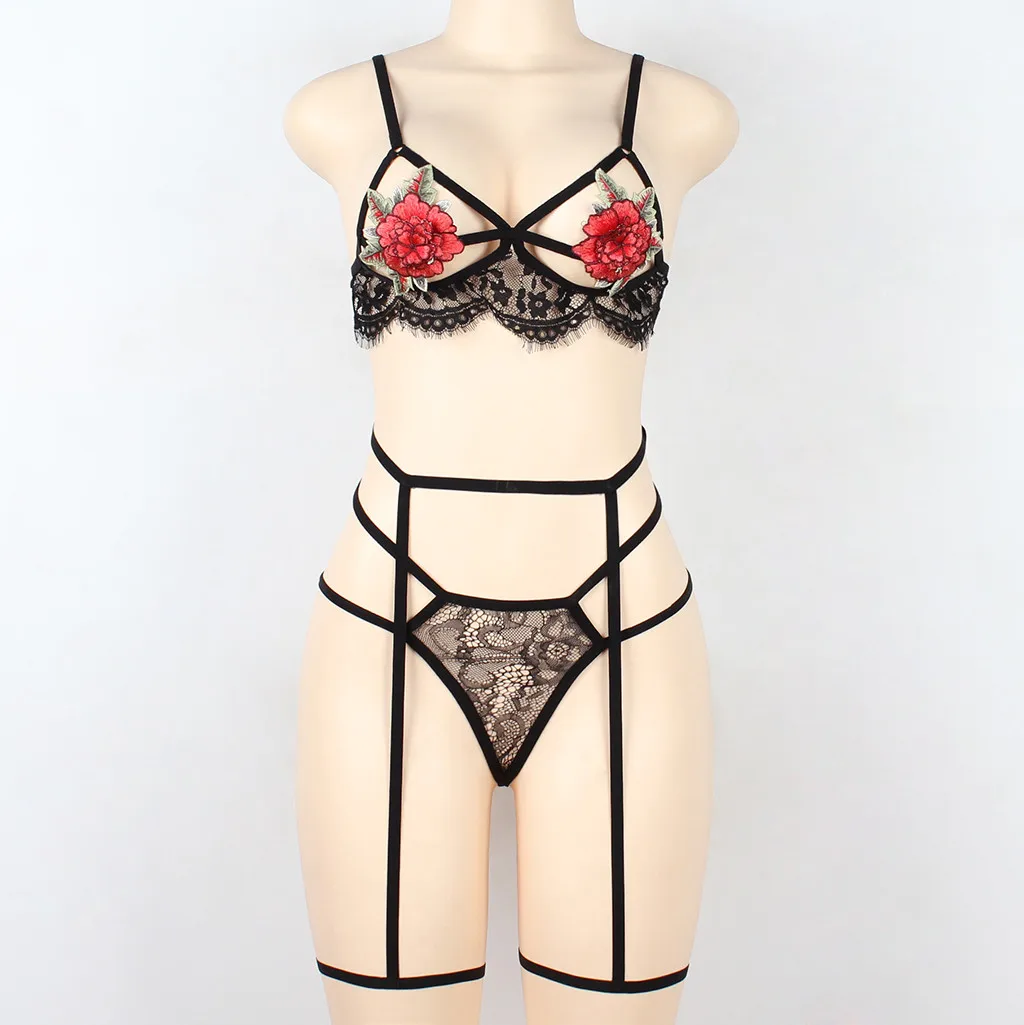 

Hot sexi Women Sexy Lingerie Corset Solid Color Applique Underwire Exotic Sets Bandage Exotic Apparel Set CD