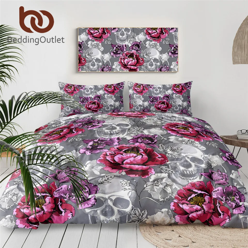Комплект постельного белья BeddingOutlet с изображением сахара черепа цветов розового