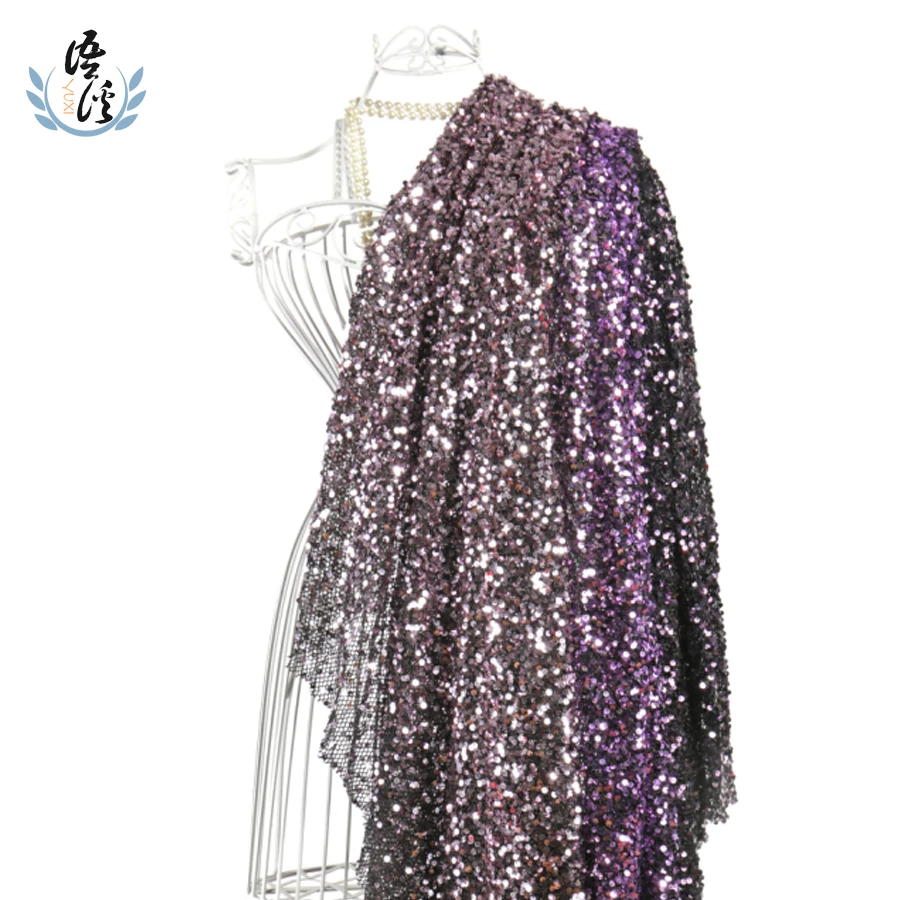 5 ярдов мм бусина Трехцветная градиентная украшенная вышивкой ткань сетка