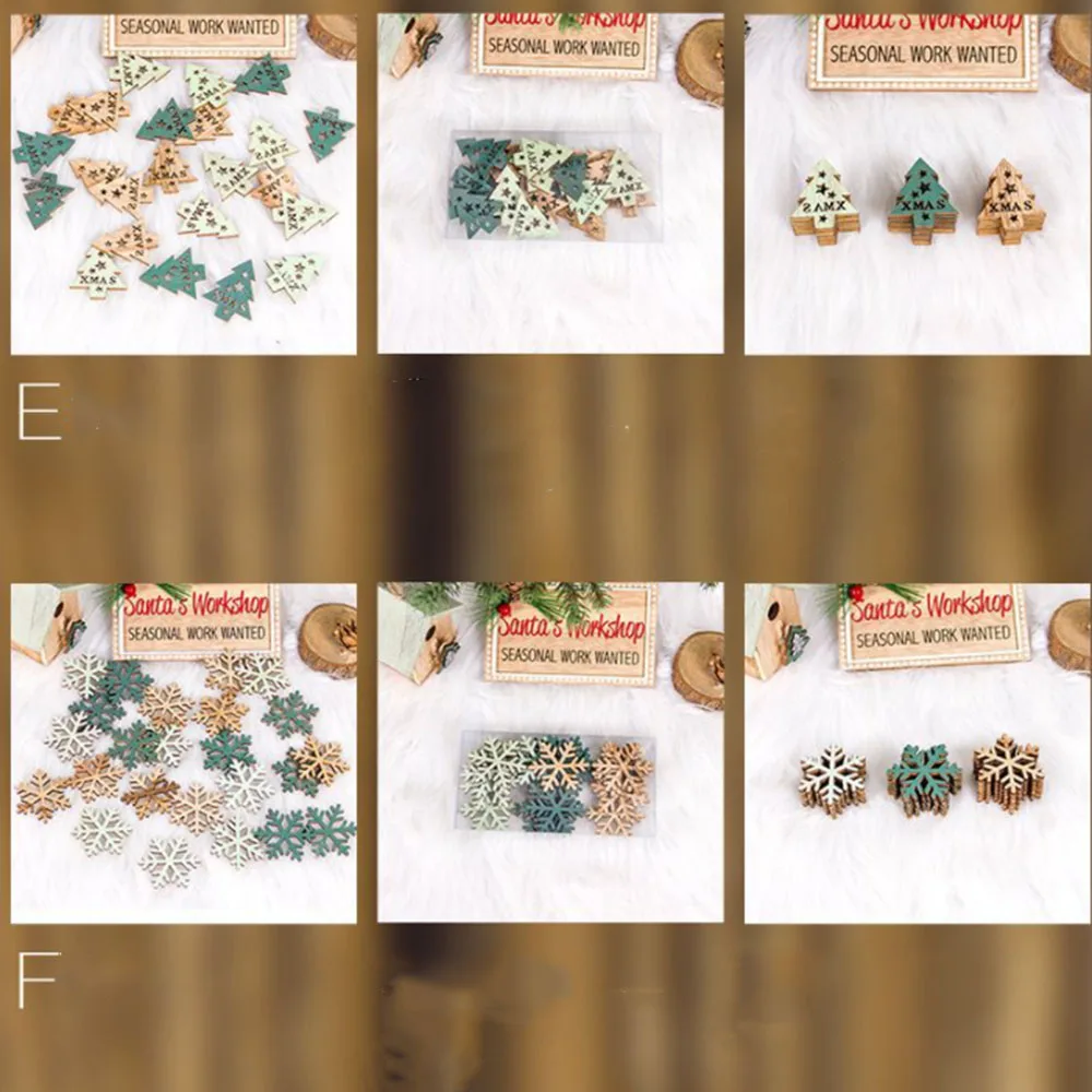 

24x Christmas tree decoration wooden painted hollow Christmas tree DIY small accessories wooden snowflake