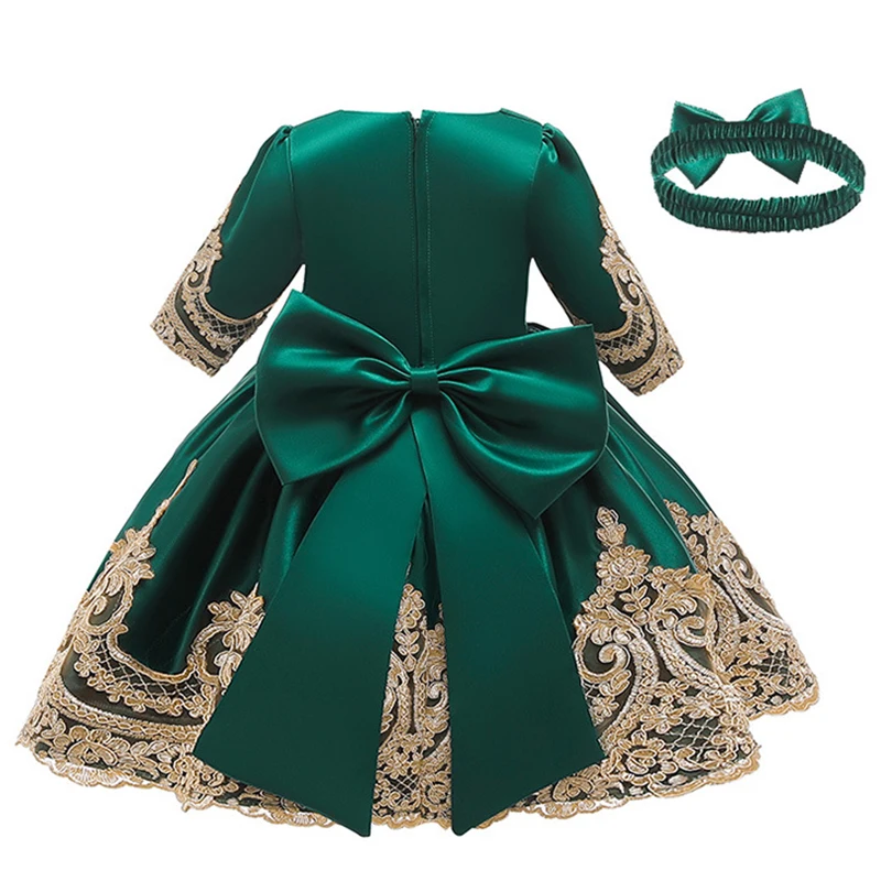 Платье с длинным рукавом и вышивкой на свадьбу|Цветочные платья для девочек| |