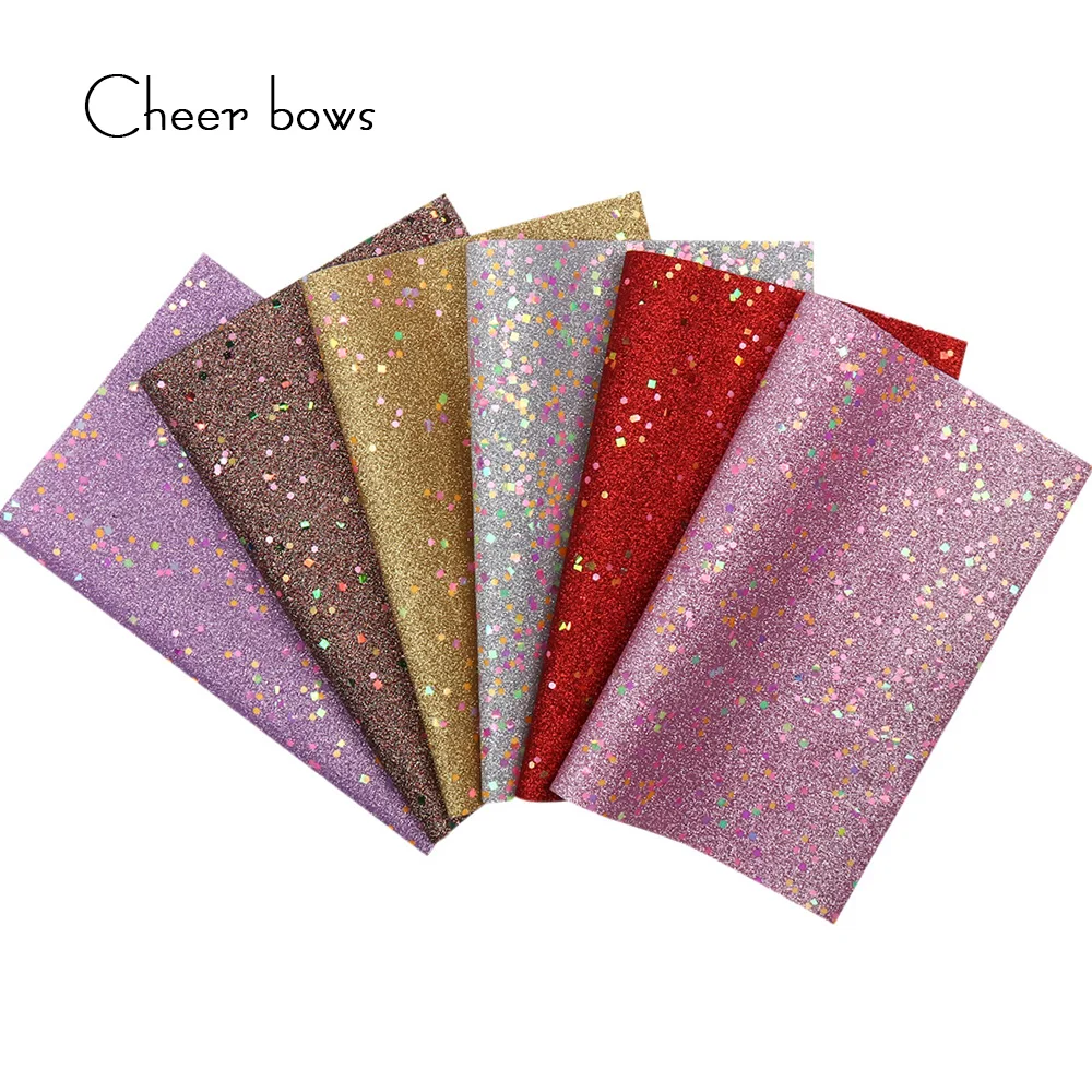 Cheer лук 22*30 см блестящие кожаные листы Красочные Блестки Синтетическая кожа ткань для бантов DIY сумки ручной работы Лоскутные материалы