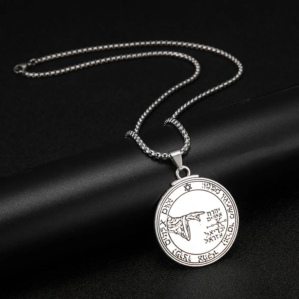 Fishhook Античный Серебряный Цвет пентакль Луны талисман ключ Соломона черный шнур