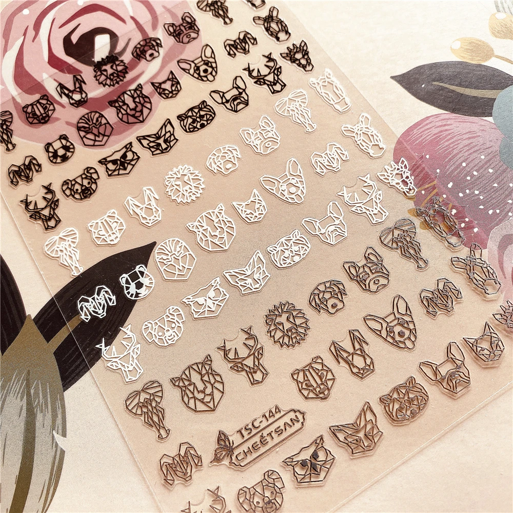 

TSC-144 CB-169 Hollow animal head 3d nail art sticker nail decal stamping export japan designs rhinestones decorations
