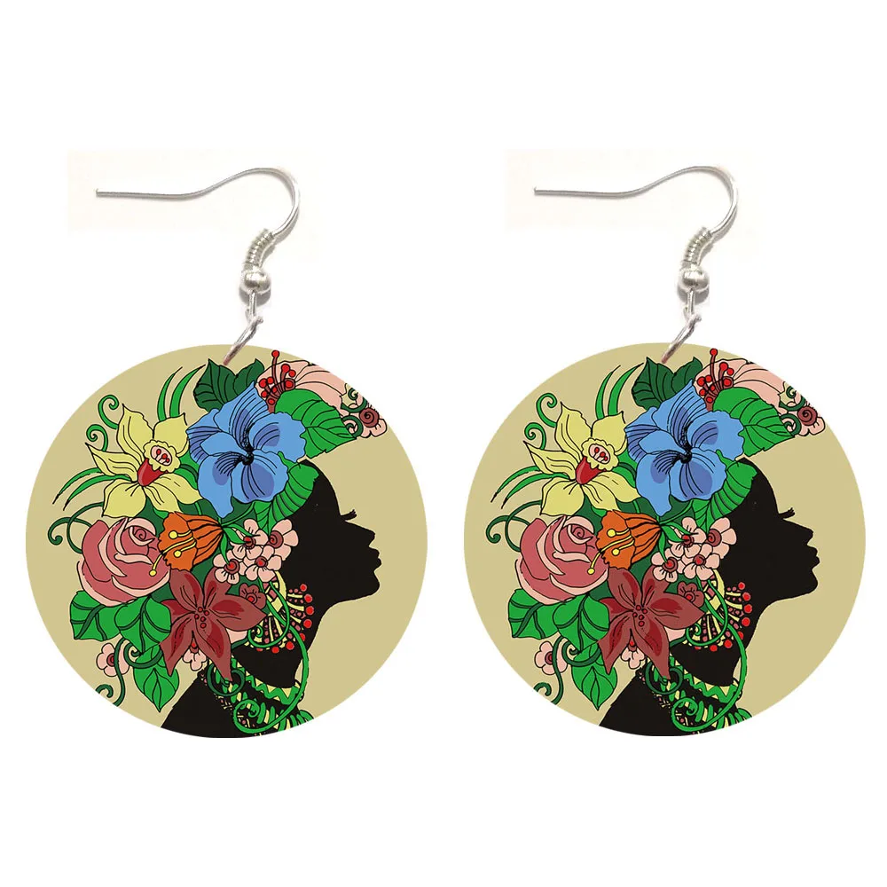 

1Pair Beauty Flower African Women Drop Earrings Acrylic Earring Jewelry For Womens Gift Fashion Lady Charm Big Earrings