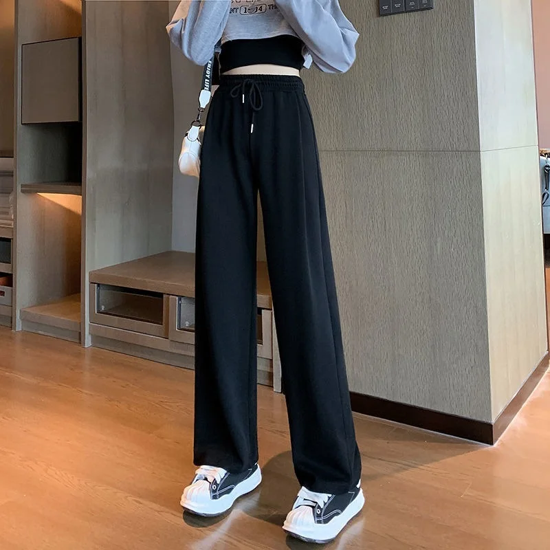 

Autumn and Winter Wide Leg Pants Female Students Trend Loose Thin High Waist Versatile Casual Sports Straight Pants Keep Warm