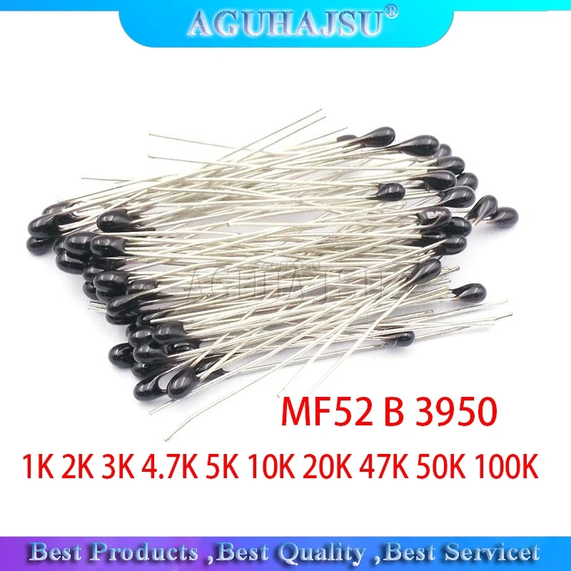 

500pcs MF52AT MF52 B 3950 NTC Thermistor Thermal Resistor 5% 1K 2K 3K 4.7K 5K 10K 20K 47K 50K 100K