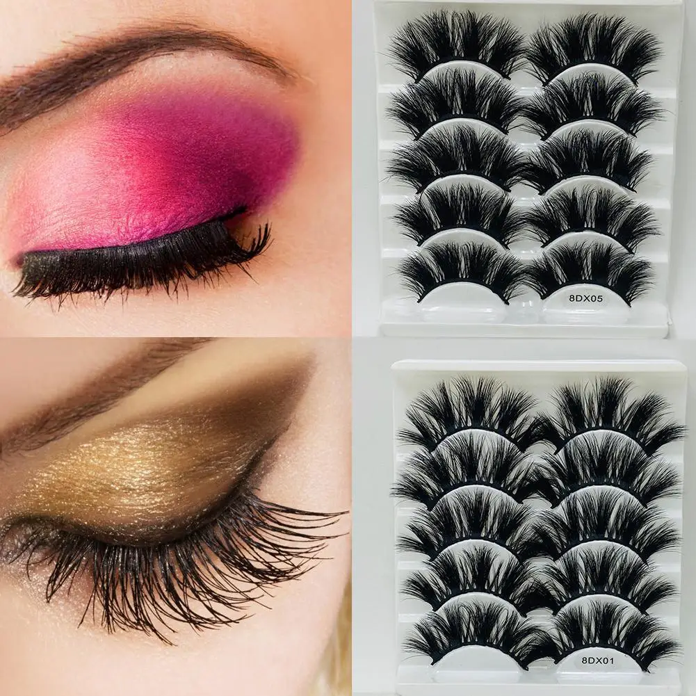 

5 парт/компл. искусственные норковые волосы Накладные ресницы 8D Wispy Criss-Cross пушистые толстые Натуральные Искусственные ресницы для наращиван...