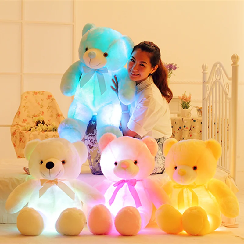 

50cm Creative Light Up LED Teddy Bear Soft Stuffed Animals Plush Toy Colorful Glowing Christmas Gift for Kids Luminous Pillow