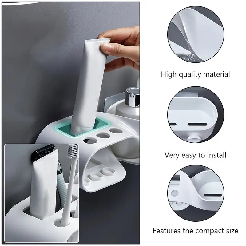 

1pc Bathroom Storage Rack Punch Free Wall Storage Shelf Toothpaste Toothbrush Holder Cosmetic Organizer