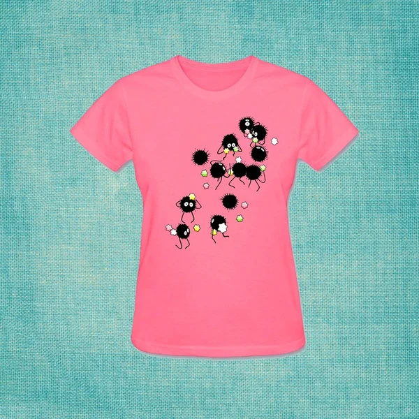 

Soot Sprites T-Shirt Women's Girl Casual Short Sleeve 100% Quality Cotton T Shirt Woman's Clothes Top Designer Tee Shirt Top