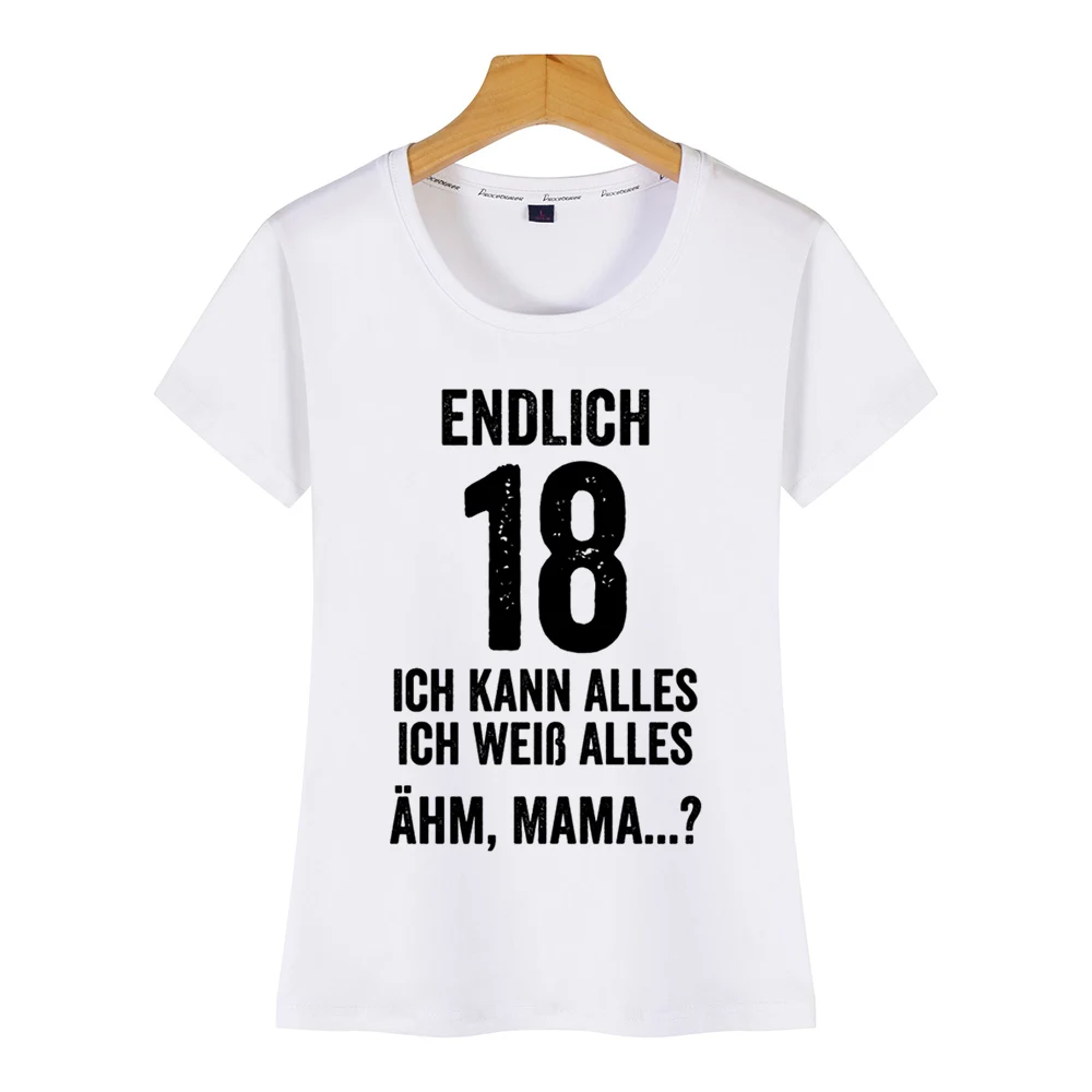 Женские топы футболка endlich 18 ich kann alles weiss present heather prism Humor White Print женская