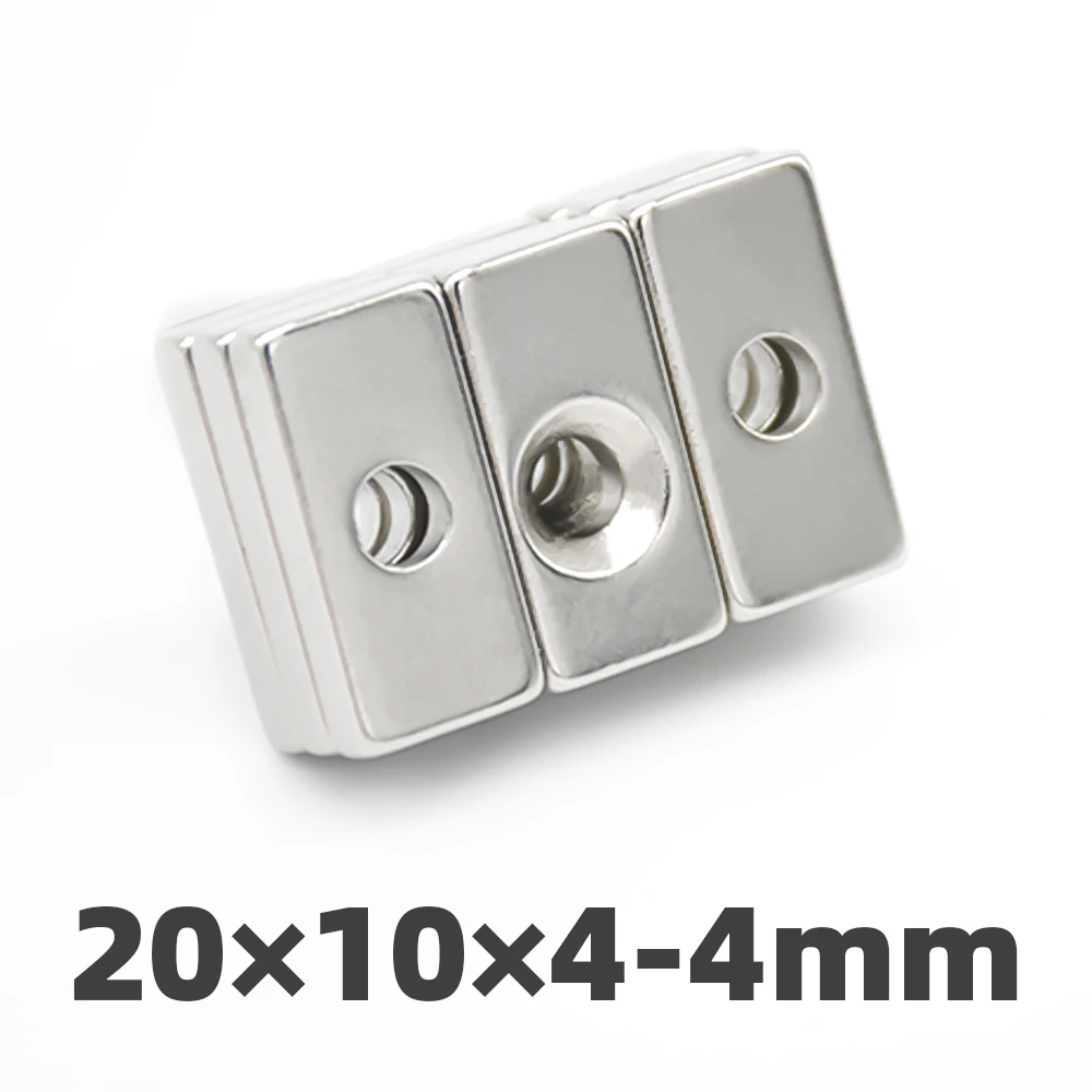 AIDIY 3/10/30 шт. 20x10x4 мм отверстие 4 мм N35 Сильный Блок Неодимовый магнит кольцо блок; из редкоземельных металлов Magnets20* 10*4 мм 4 отверстия 5 мм